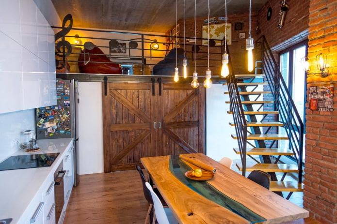 stolik river we wnętrzu w stylu loft