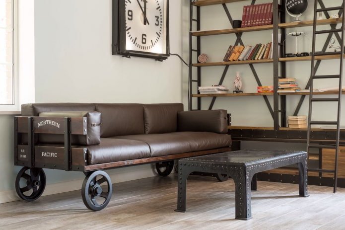 stół kuty we wnętrzu w stylu loft