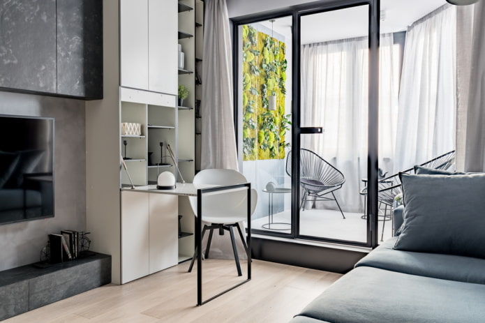 składany stół we wnętrzu w stylu loft