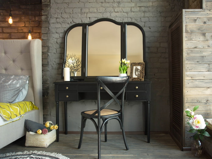 toaletka we wnętrzu w stylu loft
