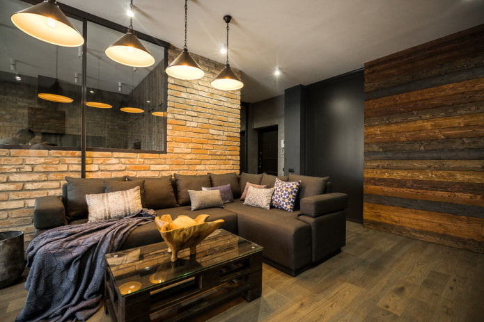 stół wenge we wnętrzu w stylu loft