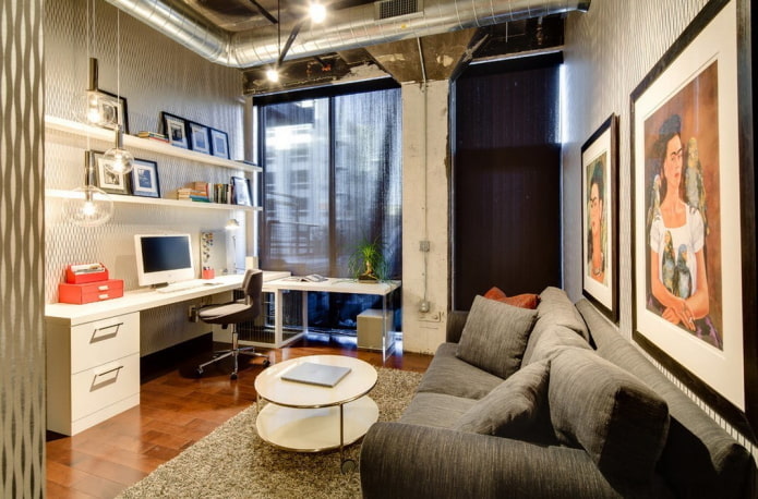narożny stół we wnętrzu w stylu loft styl