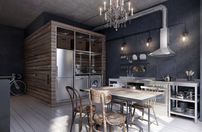meble w studiu w stylu industrialnym