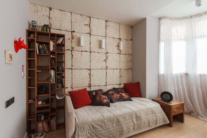 pufa we wnętrzu w stylu loft