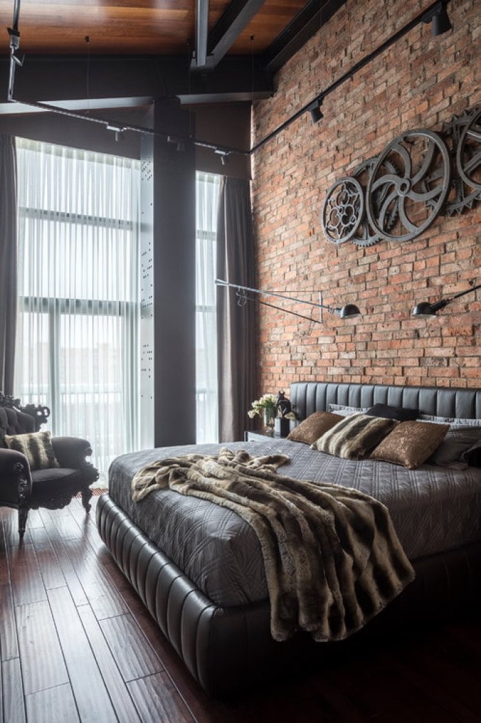 sypialnia w stylu loft
