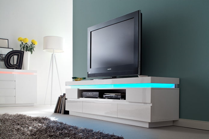 Stojak TV TV z podświetleniem we wnętrzu