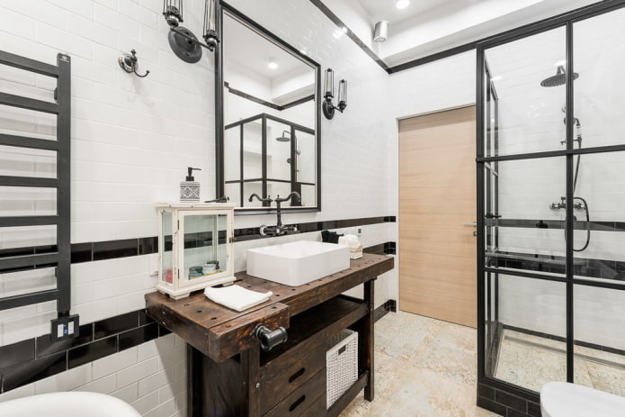 umeblowanie łazienki w stylu loft