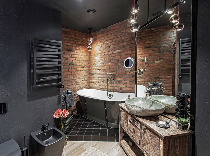 wykończenie łazienki w stylu loft