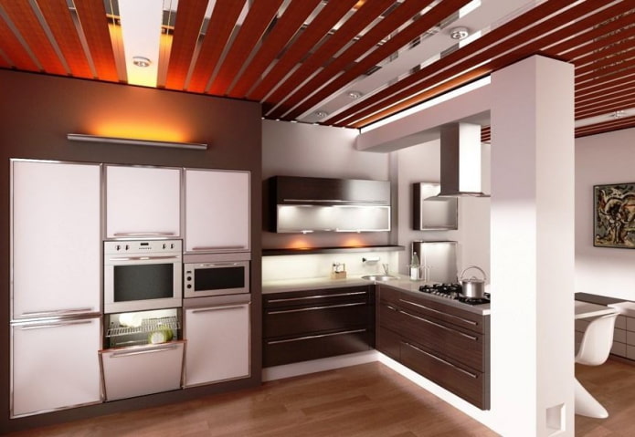panele aluminiowe na suficie w kuchni