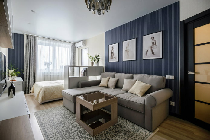 przestronny apartament jednopokojowy z łóżkiem